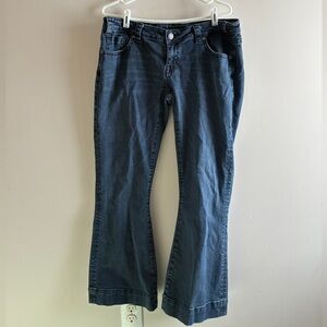 Elegant Dark Blue Flare Jeans
